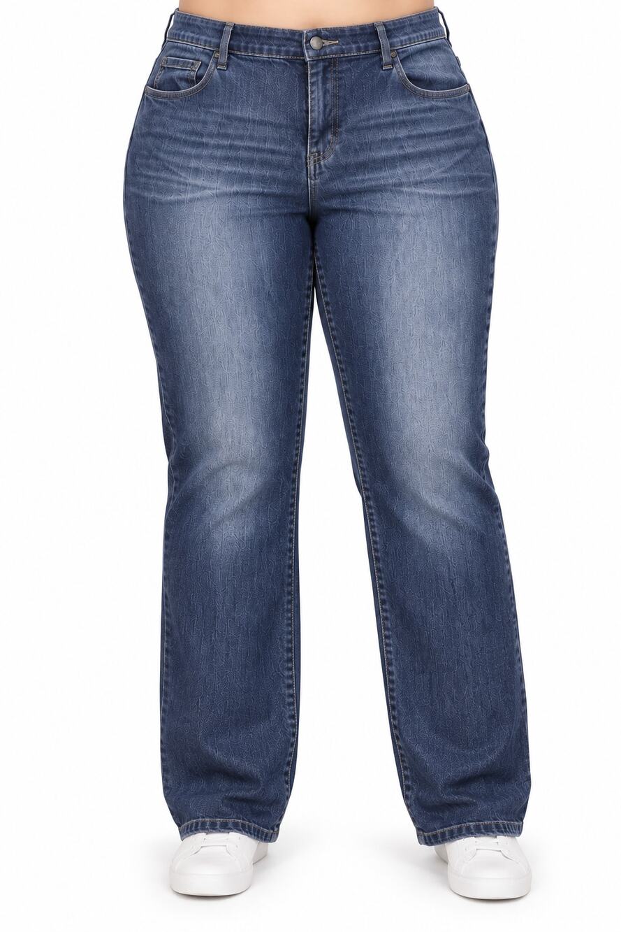 DKNY Jeans Women’s 20W Blue Straight Leg Stretch Jeans Embroidered Pockets
